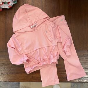 Pink jogging suit set with flare leg pants